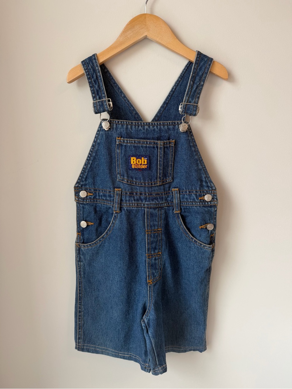 Y2K Vintage Deadstock Bob the Builder Kids' Denim Short Overalls in Blue 3X